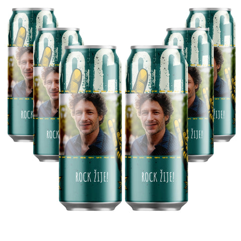 Rockový pivo v plechovce s potiskem
