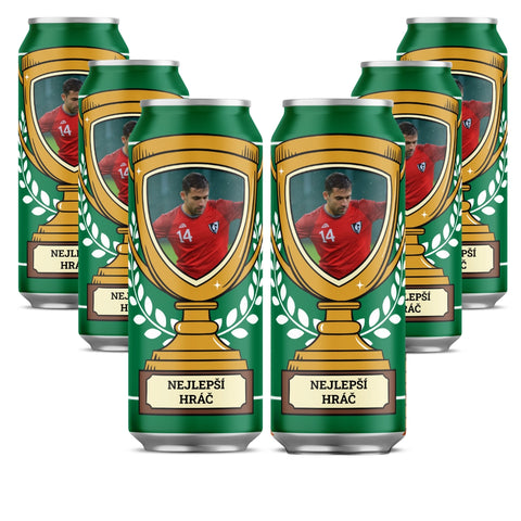Turnajová trofej s fotkou a textem