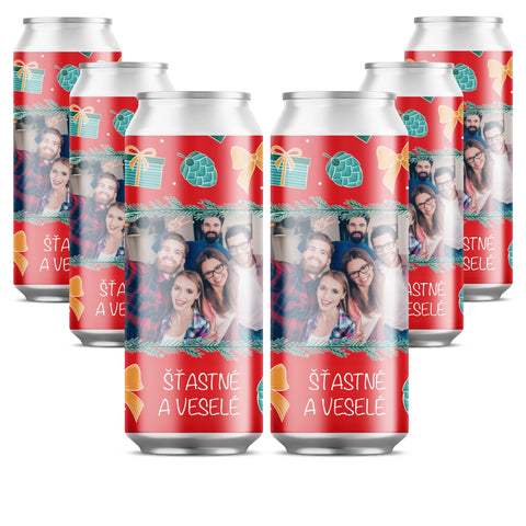 Pivo v plechovce s vánočním potiskem